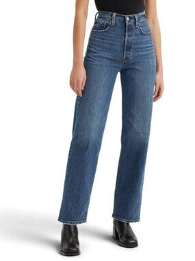 LEVI'S Blue Ribcage Straight Ankle High Rise Jeans Button Fly size 27